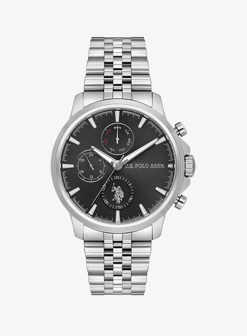 U.S. Polo Assn. New Stainless Steel Bracelet Quartz Multifunction Watch for Men, 43mm