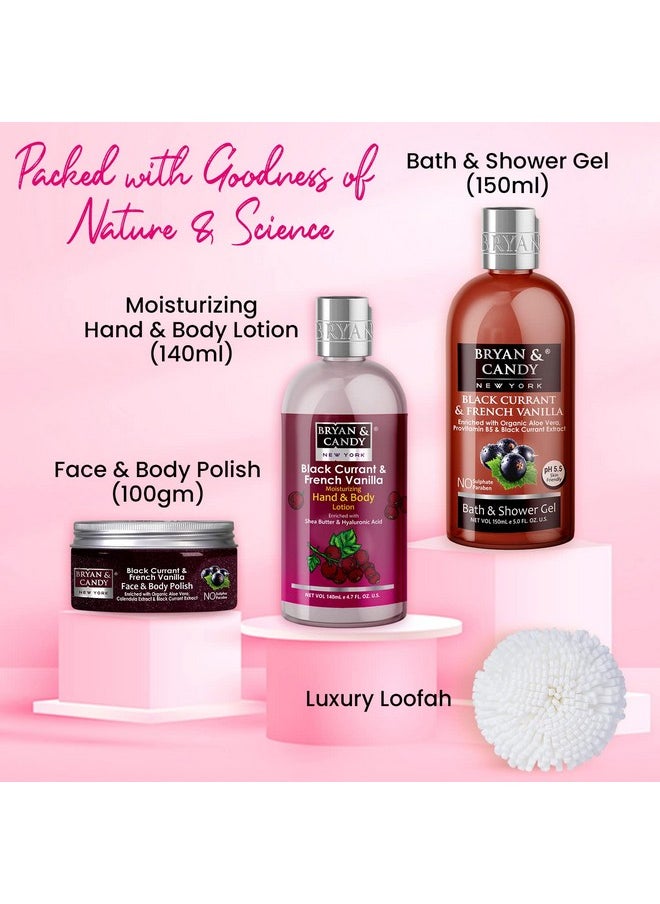 BRYAN & CANDY Bryan & Candy Black Currant And French Vanilla Heart Combo Kit Gift Set For Women and Men | Shower gel, Hand & body Lotion, Body Polish, Loofah| 100% Vegan,Skin-Friendly pH 5.5 for All Skin Types,SLS & Paraben Free |Pack of 3  - Image 3