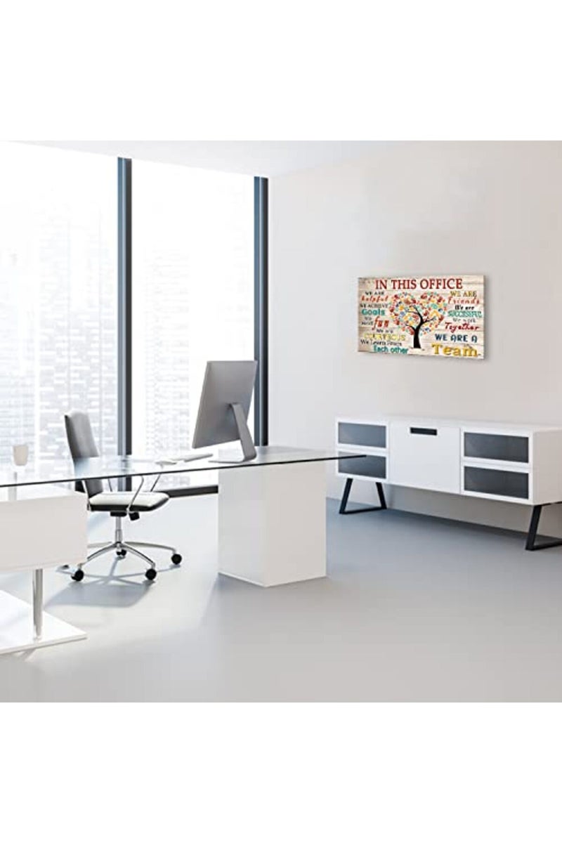 WHAOMIOT In This Office We Are A Team Inspirational Wall Art Positive Modern Decor Poster Canvas Print 24x16 Inch Frame Ready To Hang - Image 5