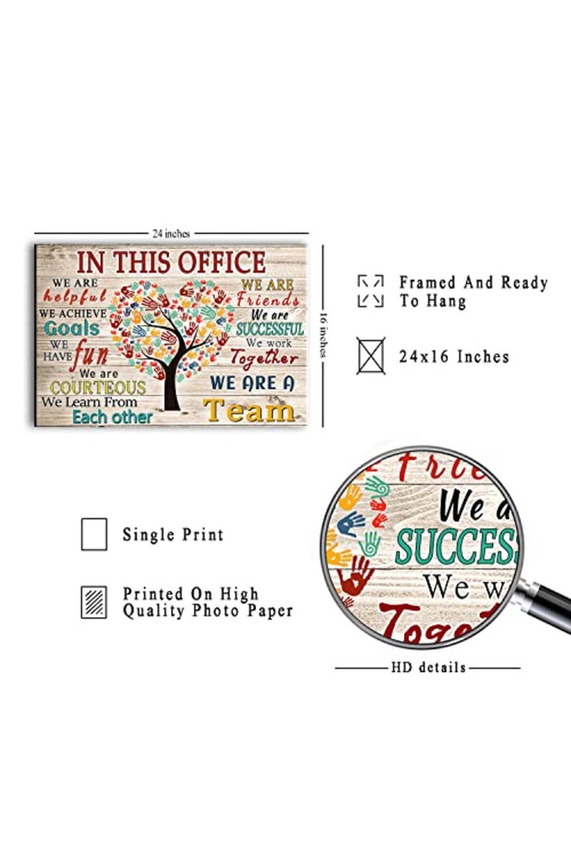 WHAOMIOT In This Office We Are A Team Inspirational Wall Art Positive Modern Decor Poster Canvas Print 24x16 Inch Frame Ready To Hang - Image 3