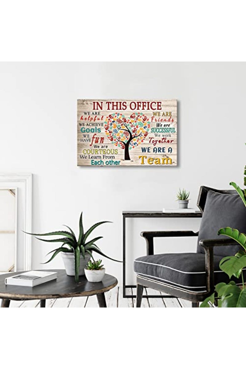 WHAOMIOT In This Office We Are A Team Inspirational Wall Art Positive Modern Decor Poster Canvas Print 24x16 Inch Frame Ready To Hang - Image 2
