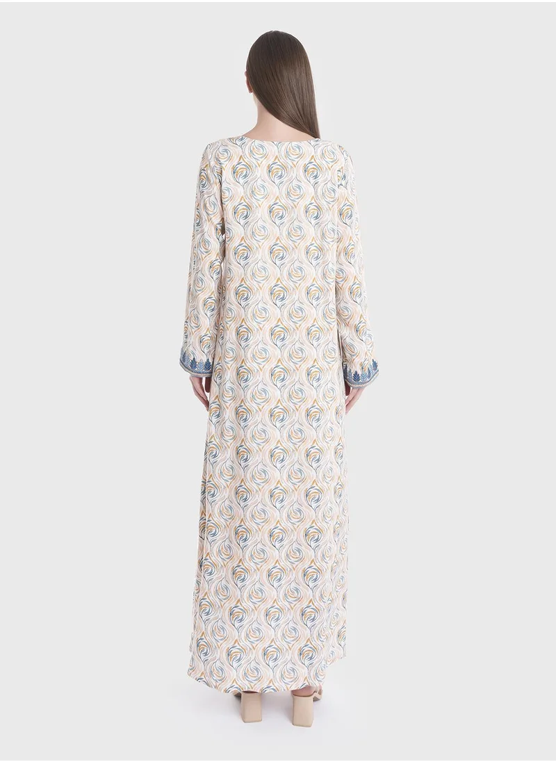 KASHKHA Rayon Printed Jalabiya