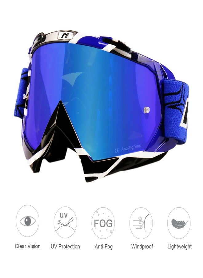 NENKI Adult Motocross Goggles - MX Goggles for Men & Women, Off Road & ATV Riding, Anti Fog, UV Protection, Dustproof, Blue Lens - Image 3