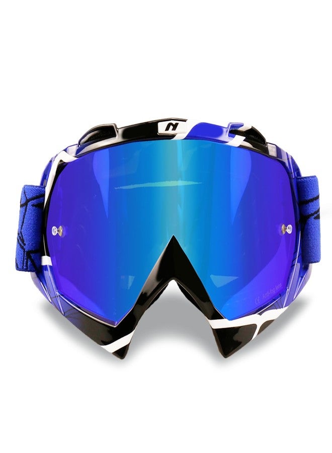 NENKI Adult Motocross Goggles - MX Goggles for Men & Women, Off Road & ATV Riding, Anti Fog, UV Protection, Dustproof, Blue Lens - Image 1
