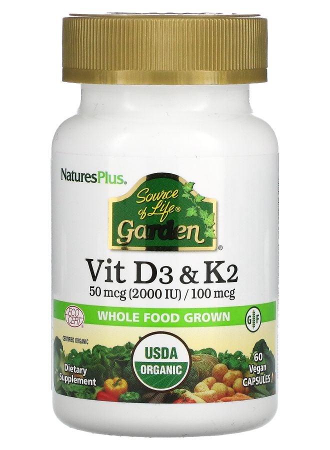 Source of Life Garden Vit D3 & K2 60 Vegan Capsules