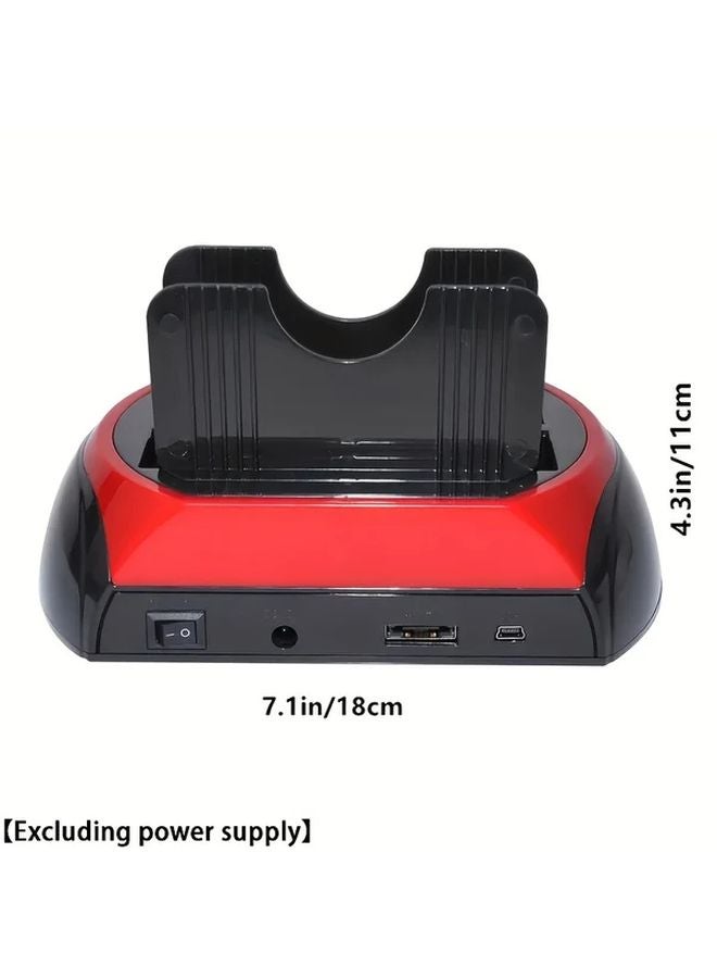 محطة إرساء محرك الأقراص الصلبة USB الأحمر مزدوجة الفتحات لمحركات الأقراص الصلبة SATA IDE مقاس 2.5 و 3.5 بوصة وSSD - Image 2