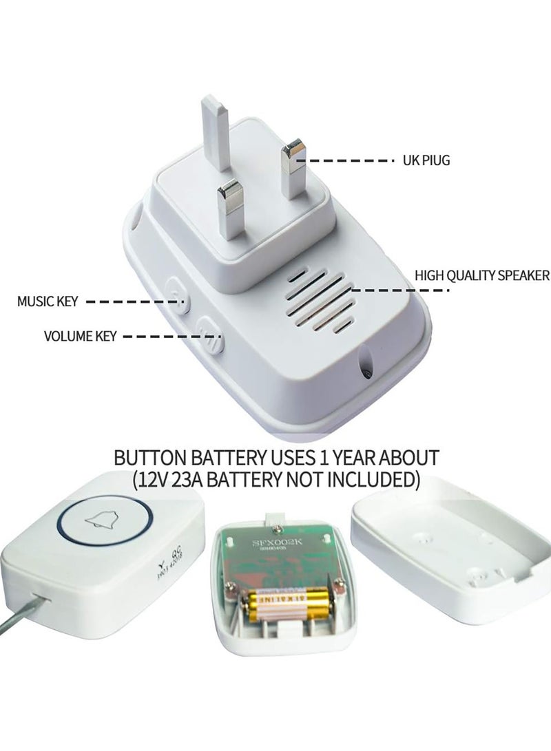 Wireless Doorbell Set IP44 Waterproof Doorbell With 1 Transmitter on 2 Receiver ons 5 Volume Levels 60 Ring Tones Suitable For Home Office Apartment  - Image 2