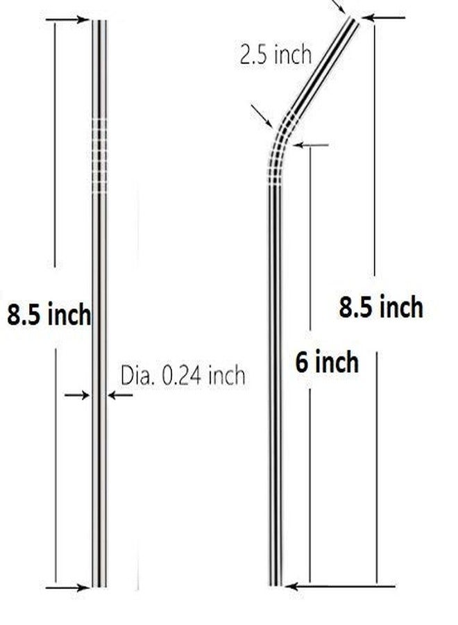 EAYIRA Reusable Stainless Steel Drinking Straws (2 Bend & 2 Straight Straws, 1 Brush - Image 2