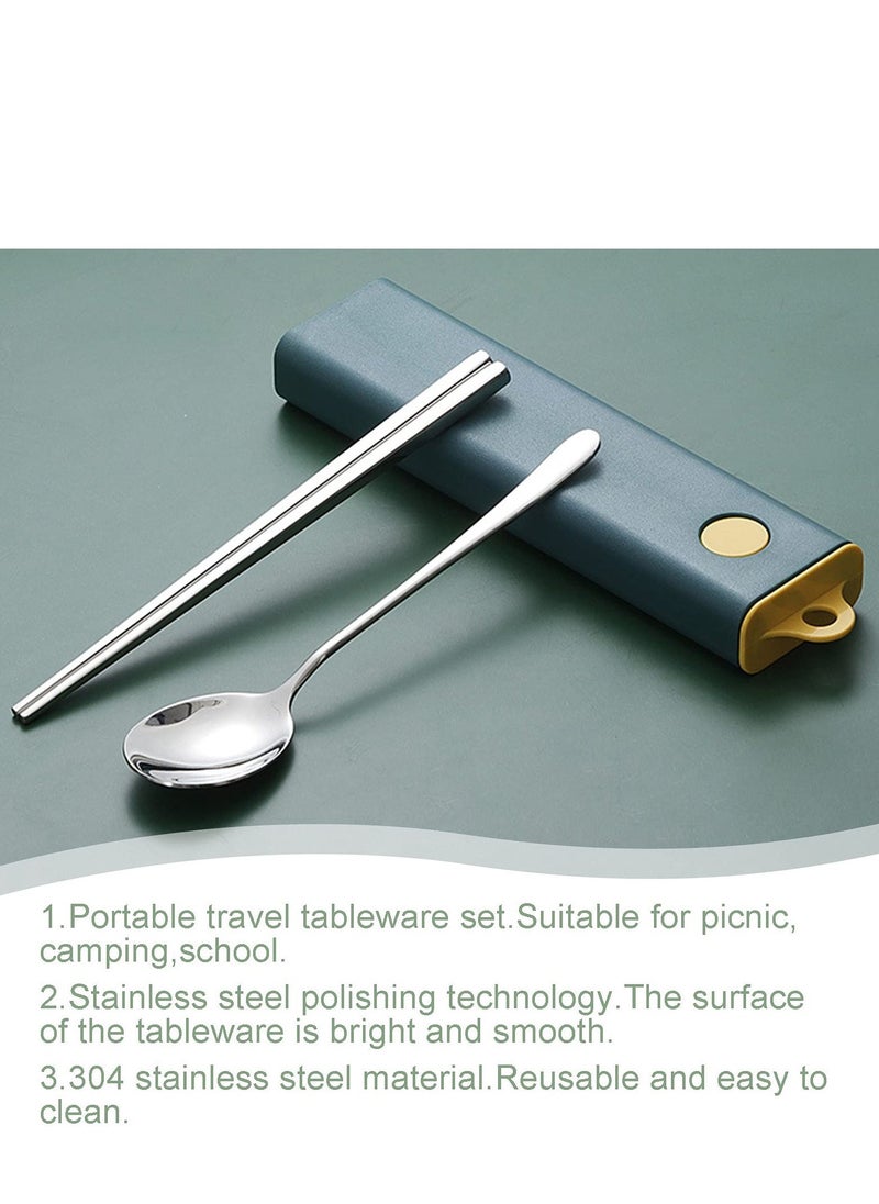 4 Pcs Portable Cutlery Set, Travel Cutlery, Stainless Steel Flatware Set with Case, Fork Spoon Chopsticks Utensils Set, for Home/Office/Party/Travel, Dishwasher Safe(Black) - Image 4