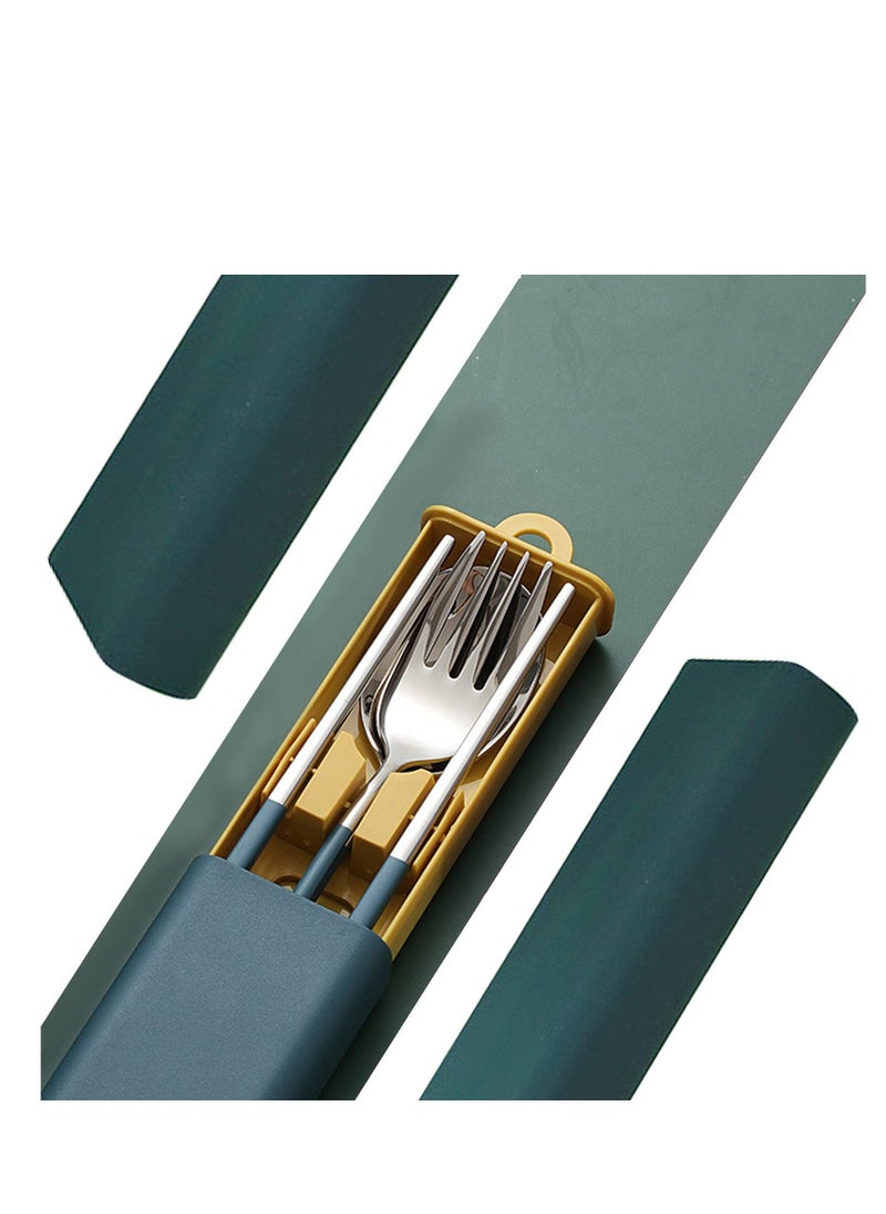 4 Pcs Portable Cutlery Set, Travel Cutlery, Stainless Steel Flatware Set with Case, Fork Spoon Chopsticks Utensils Set, for Home/Office/Party/Travel, Dishwasher Safe(Black) - Image 2