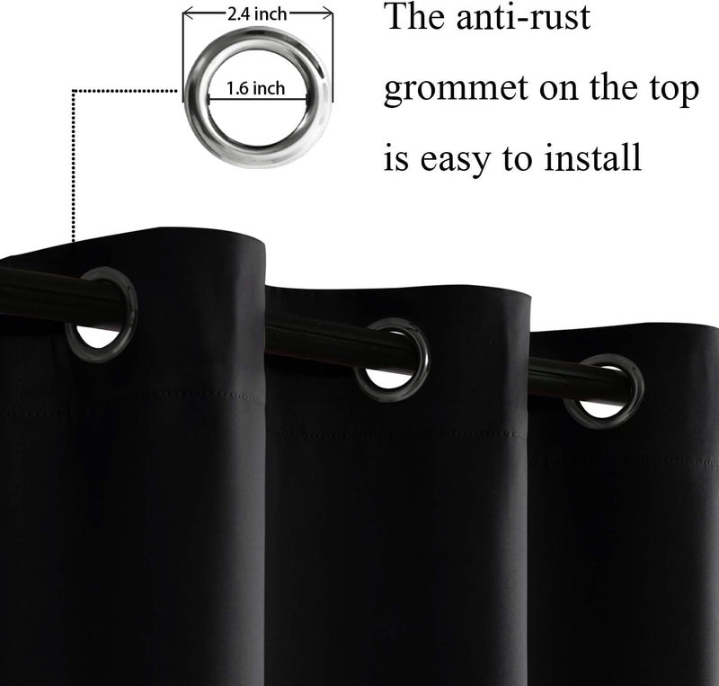 JIUZHEN Blackout Curtains for Bedroom - Thermal Insulated  Light Blocking and Noise Reducing Grommet Room Darkening Curtains 84 Inch Length 2 Panels Set (38 x 84 Inch  Black) - Image 2