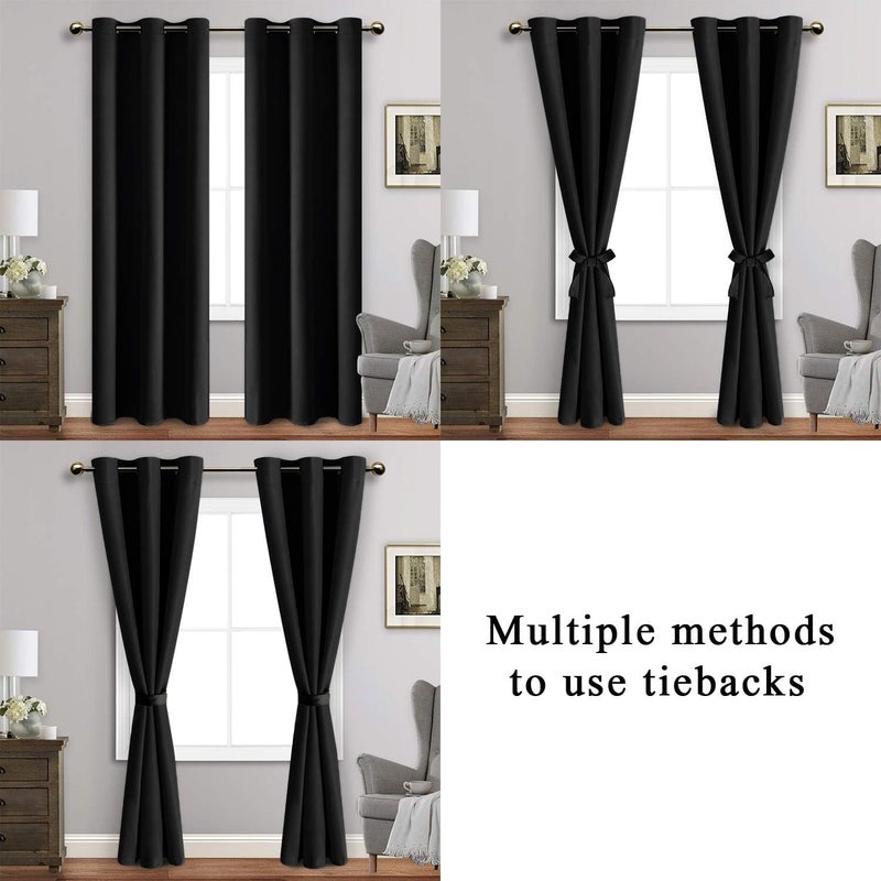 JIUZHEN Blackout Curtains for Bedroom - Thermal Insulated  Light Blocking and Noise Reducing Grommet Room Darkening Curtains 84 Inch Length 2 Panels Set (38 x 84 Inch  Black) - Image 5