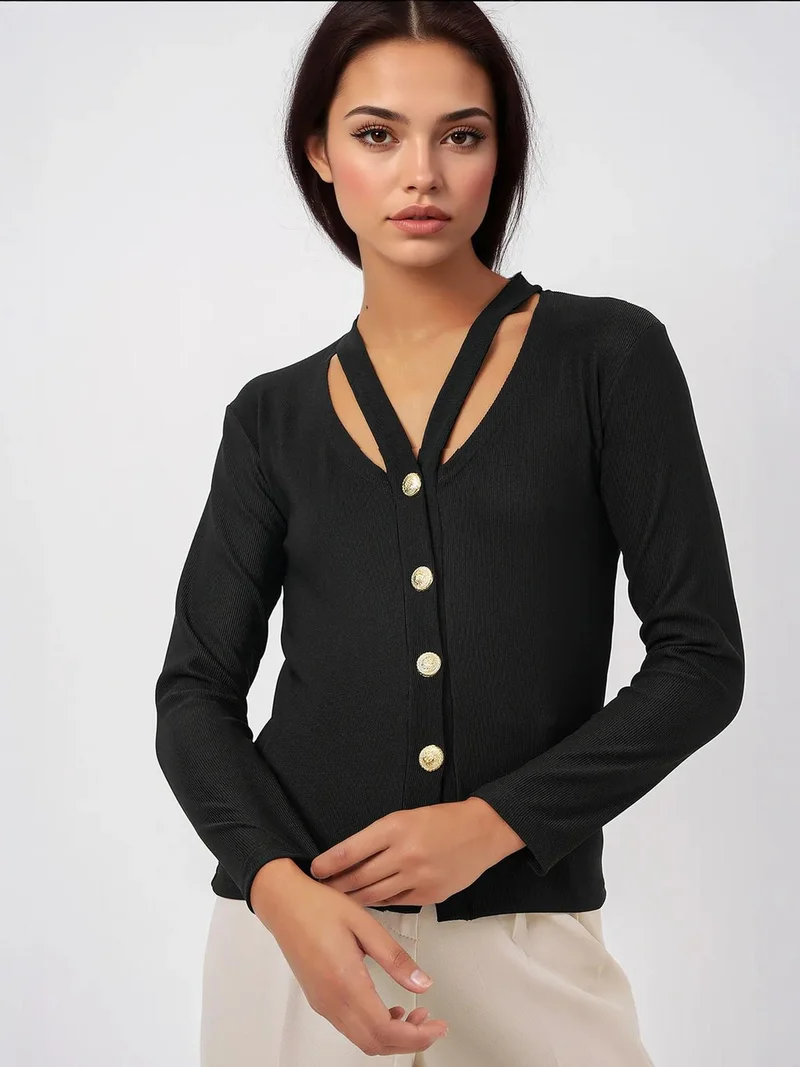 Others - invalid brand BDART Ribbed V-Neck Buttoned Cardigan