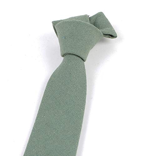 Elfeves Men Skinny Mint Green Ties Cotton Timeless Narrow Width Best Neckties for Grooms - Image 5