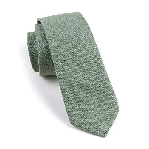 Elfeves Men Skinny Mint Green Ties Cotton Timeless Narrow Width Best Neckties for Grooms - Image 1