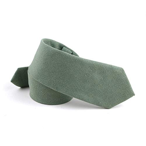 Elfeves Men Skinny Mint Green Ties Cotton Timeless Narrow Width Best Neckties for Grooms - Image 3