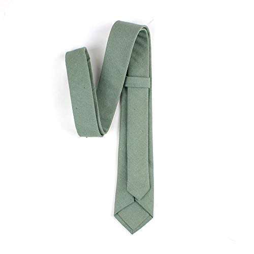 Elfeves Men Skinny Mint Green Ties Cotton Timeless Narrow Width Best Neckties for Grooms - Image 4
