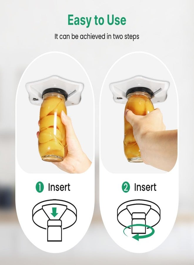 فتاحة برطمانات تُثبّت أسفل الخزانة، تفتح الأغطية حتى 5 بوصات - قوة رفع فائقة للبرطمانات الصعبة والعلب الكبيرة، مزودة بفتاحة زجاجات مدمجة - حائزة على أعلى التقييمات لكبار السن، وضعاف الأيدي، ومرضى التهاب المفاصل. - Image 4