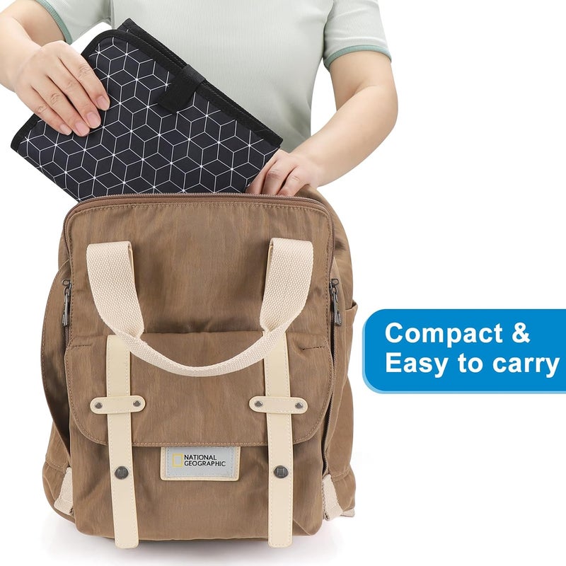 accmor وسادة تغيير حفاضات أكمور المحمولة مقاومة للماء، حصيرة تغيير حفاضات قابلة للطي للسفر للأطفال، باللون الأسود - Image 5