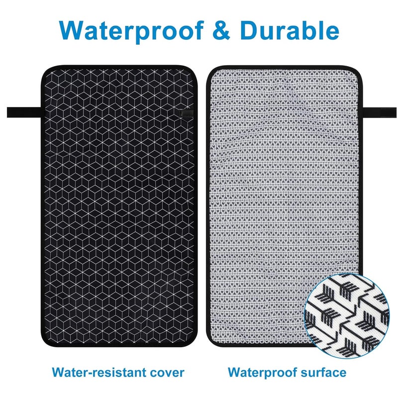 accmor وسادة تغيير حفاضات أكمور المحمولة مقاومة للماء، حصيرة تغيير حفاضات قابلة للطي للسفر للأطفال، باللون الأسود - Image 3