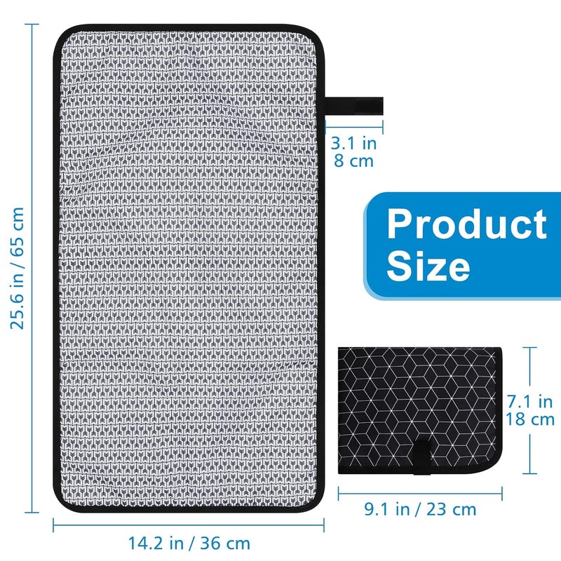 accmor وسادة تغيير حفاضات أكمور المحمولة مقاومة للماء، حصيرة تغيير حفاضات قابلة للطي للسفر للأطفال، باللون الأسود - Image 2