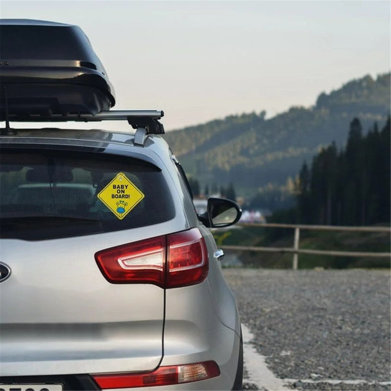 Baby On Board Sticker: 2 Pcs Yellow Cute Lion Giraffe Pattern - High-quality PP Material Waterproof Durable Reusable Transferable Car Warning Sign for Parent Vehicle Child Safety - Image 3