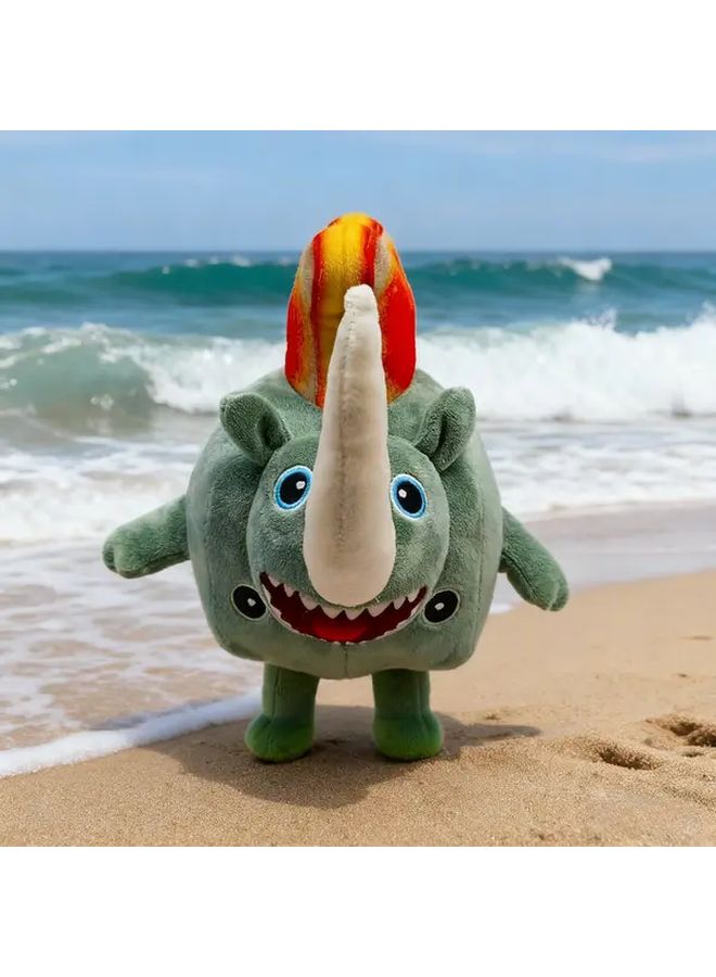 Cute Green Orange Rhino Plush Doll With Toast Horn Soft Stuffed Animal Toy Gift - Image 4