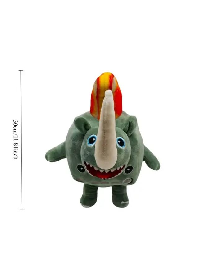 Cute Green Orange Rhino Plush Doll With Toast Horn Soft Stuffed Animal Toy Gift - Image 2