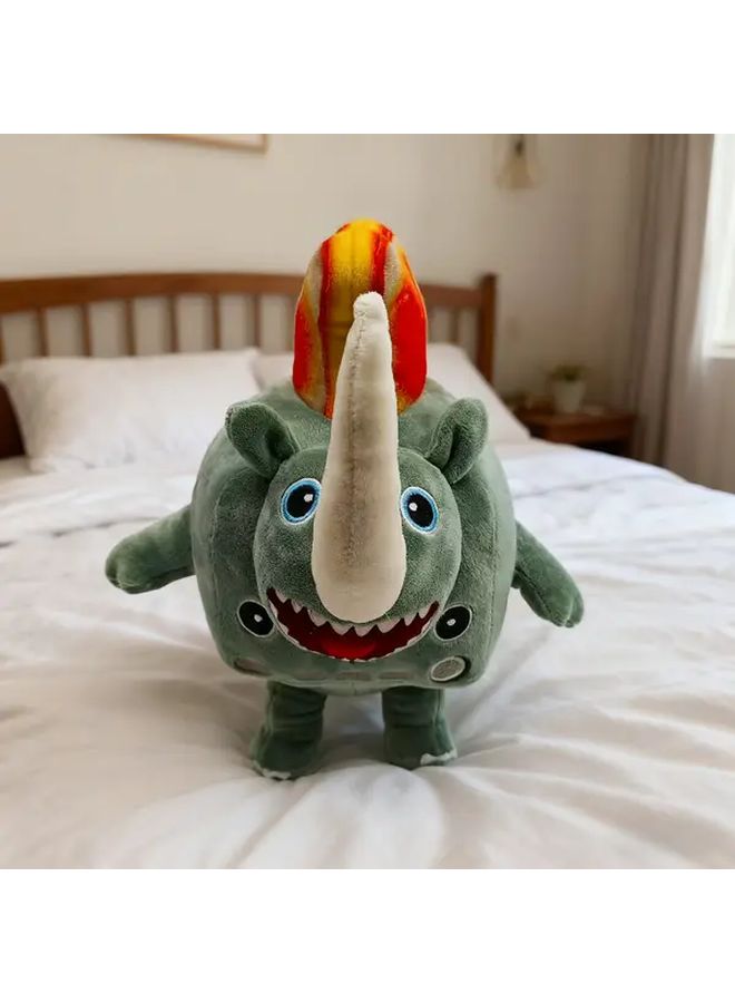 Cute Green Orange Rhino Plush Doll With Toast Horn Soft Stuffed Animal Toy Gift - Image 5