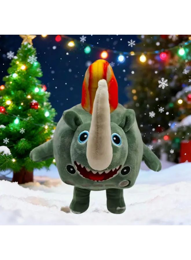 Cute Green Orange Rhino Plush Doll With Toast Horn Soft Stuffed Animal Toy Gift - Image 3