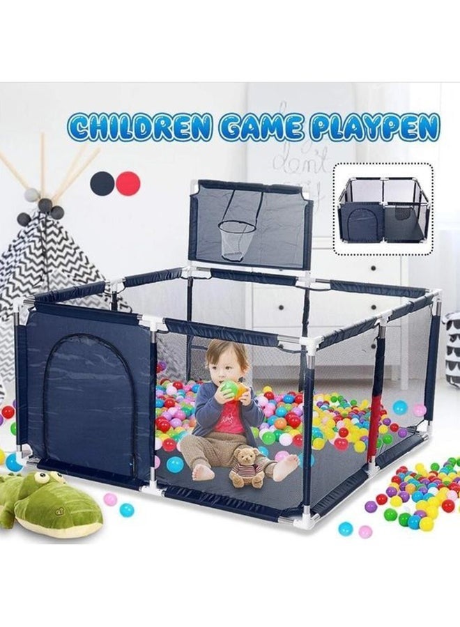 كابتن تيك Playpen Playard Fence with Basketball Hoop Breathable Mesh for Indoors Outdoors 128 X 128 X 66cm - Image 4