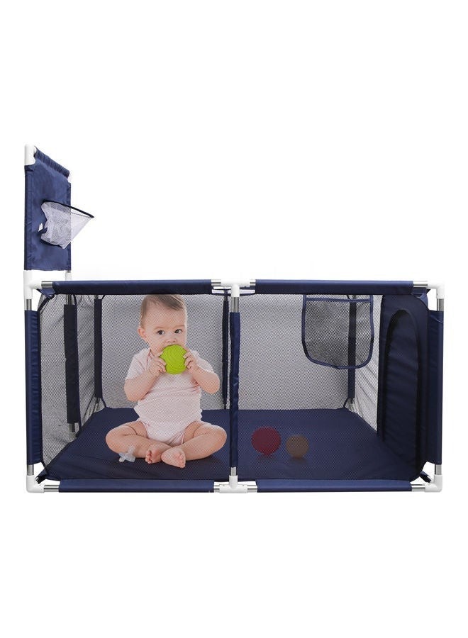كابتن تيك Playpen Playard Fence with Basketball Hoop Breathable Mesh for Indoors Outdoors 128 X 128 X 66cm - Image 2