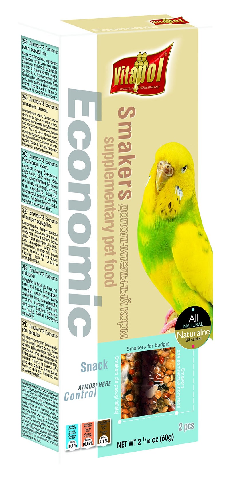Vitapol Economic Smakers for Budgies 60 Gram Affordable Nutritious Bird Treat with Millet Sunflower Seeds Flax Seed and Anise Supports Digestion and Foraging - Image 3