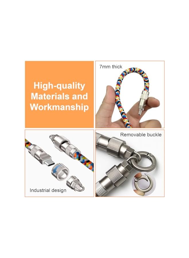 Green Tiger Phone Lanyard for Travel, 3.94ft Mobile Phone Strap with 60W High Speed USB C Charger Cable, 7mm Thick Data Transfer Cord, Crossbody Lanyard for iphone 16/15/14 and Android - Image 3