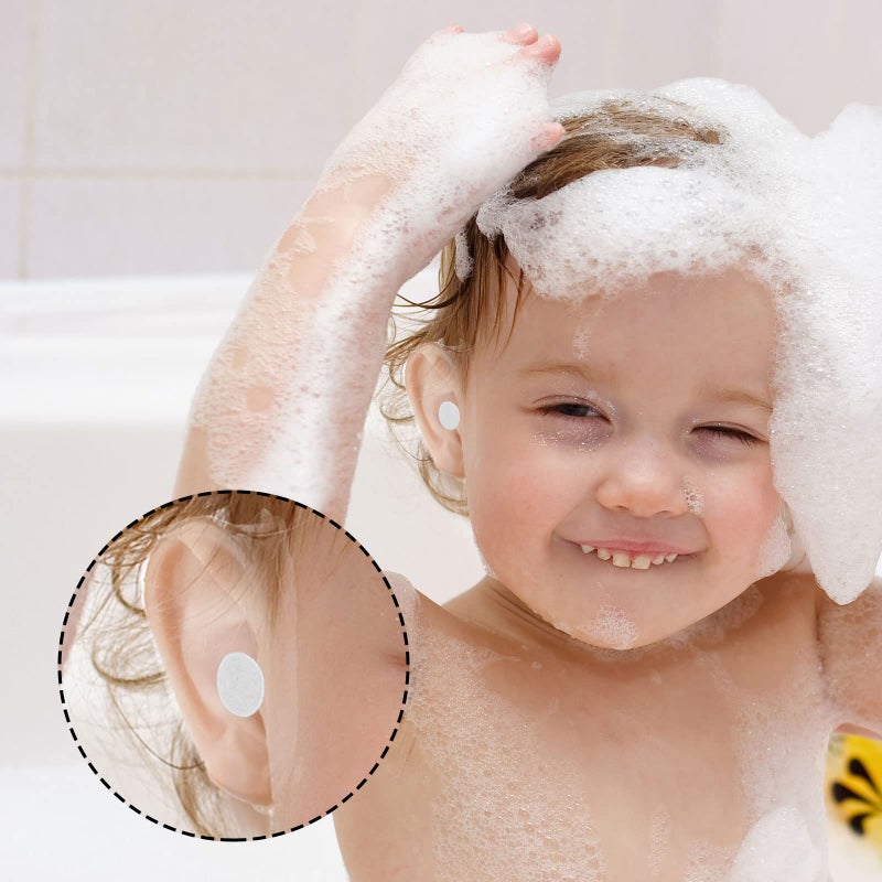 Kingdder 120 Pieces Ear Covers for Shower Plugs Waterproof Protector Newborn Sticker Disposable Cotton Ball Baby Shower Cap Ear Protection for Kid Showering Surfing Snorkeling Other Water Sport(Green) - Image 4