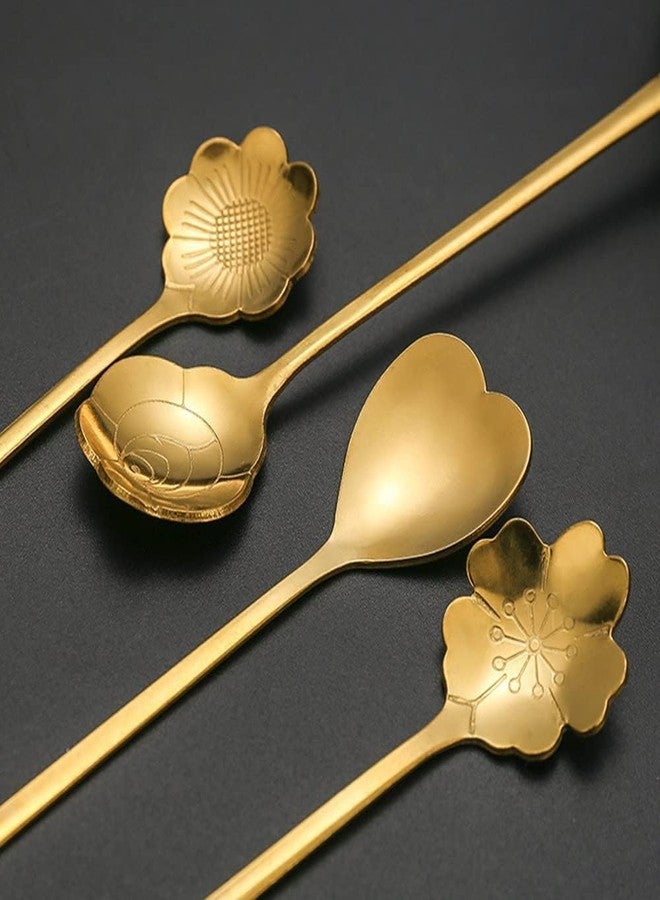Honbuty 6.9 Inches Vogue Mini Teaspoons Set for Stirring Coffee, Espresso Spoons Stainless Steel,Dessert Cake, Ice Cream, Soup, Antipasto Cappuccino, Frosted Handle, Sweejar (Gold) 4PCS - Image 4