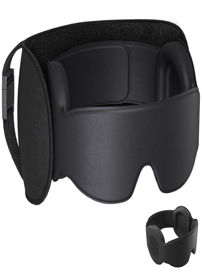 SARISUN Travel Pillows for Airplanes, Upgraded Airplane Pillow with 3D Eye Mask and Ear Cover Design for Long Flight, 360° Support Sleep Head Hold, Plane Headrest for Sleeping, Stop Bobblehead, Black - Image 1