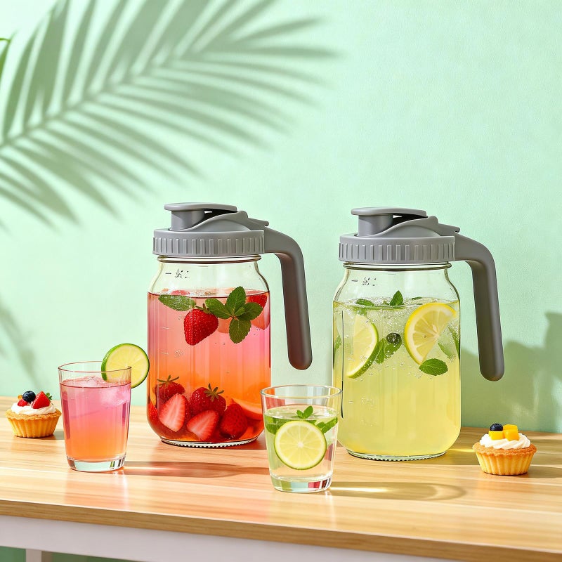 CasaVibe Mason Water Jar Wide Mouth 24 oz Mason Jar Sealed Plastic Lid with Pouring Air Tight Leak Proof Suitable for Tea, Milk, Lemonade, Juice, Coffee, Beverages, Etc - Image 4