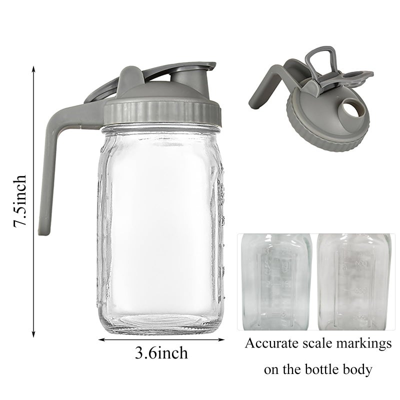 CasaVibe Mason Water Jar Wide Mouth 24 oz Mason Jar Sealed Plastic Lid with Pouring Air Tight Leak Proof Suitable for Tea, Milk, Lemonade, Juice, Coffee, Beverages, Etc - Image 2