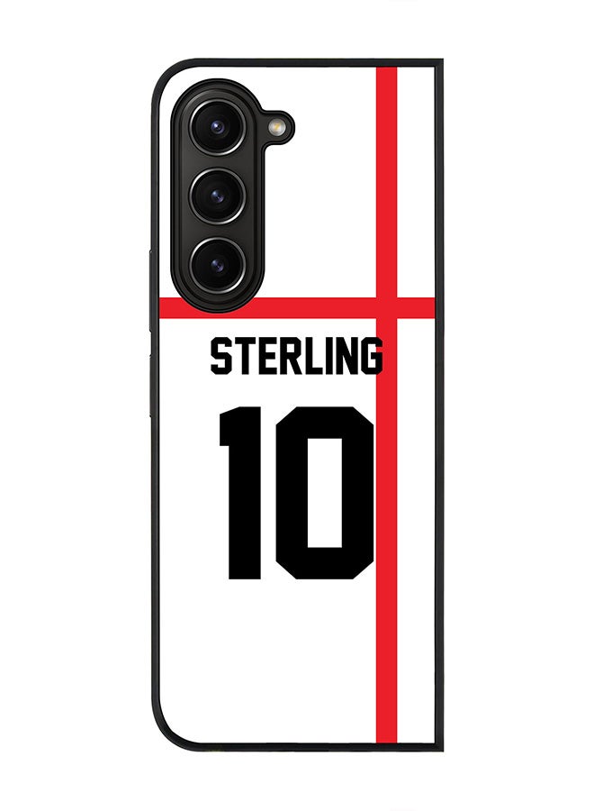 Stylizedd Rugged Black edge case for Samsung Galaxy Z Fold5, Slim fit Soft Case Flexible Rubber Edges Anti Drop TPU Gel Thin Cover -  Football Team - England, Player Name - Sterling - Image 1