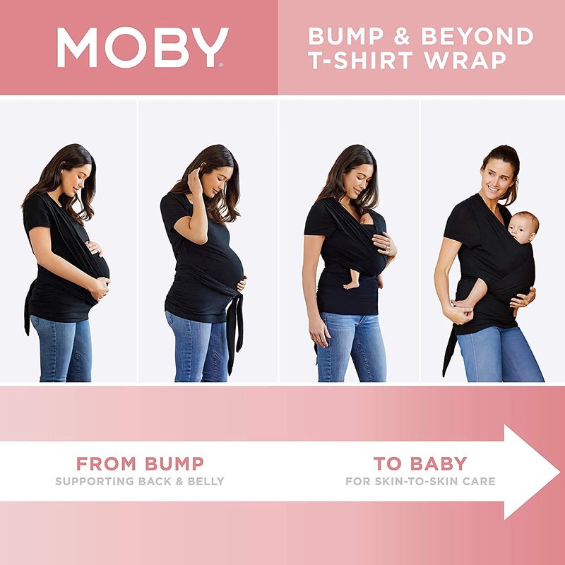 Moby Bump & Beyond T-Shirt Baby Wrap Carrier, Ivory â€“ Size 3 (Large), Versatile Support Wrap for Pregnant Mothers, Sling Carrier for Infants, Carries Babies up to 19.8lbs (8â€“12 Months) - Image 2