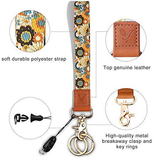 Yiflin Cute Wrist Lanyard for Keys, Keychain, Wallet, Id Holder, Cell Phone, Wristlet Lanyard Key Chain Holder（Rainbow Sunflower） - Image 2