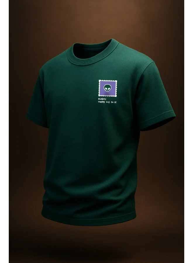 فيردو Veirdo® Men's T-Shirt Regular Fit Round Neck Pure Cotton Half Sleeve Graphics Printed T-Shirt with Green Colour & S Size