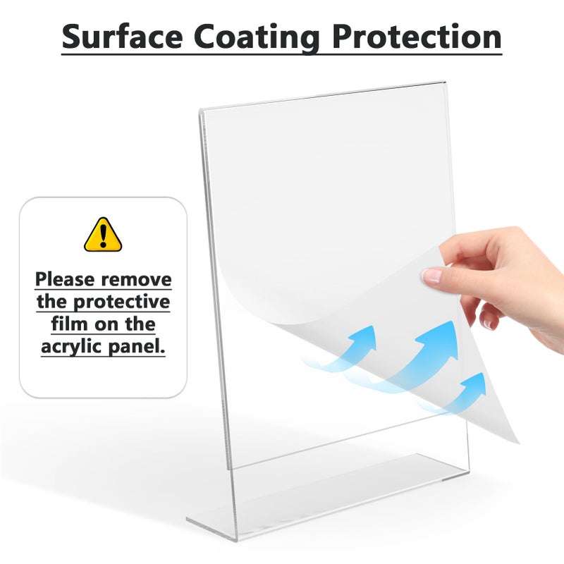 MaxGear 6 Pack Acrylic Sign Holder 8.5 X 11, Plastic Paper Holder With Vertical Slanted Back, Picture Photo Frames Display Stand Flyer and Document Organizer for Office Desktop Use - Image 2