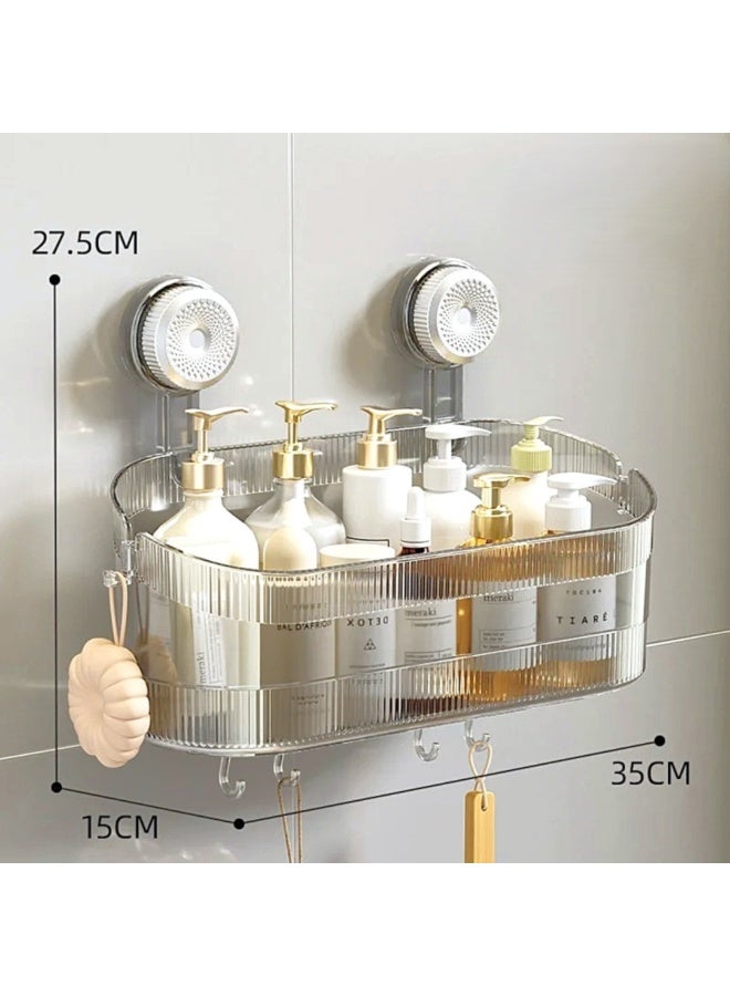 الأساسيات الحضرية حامل دش مع كوب شفط قابل للقفل - منظم حمام بدون حفر، رف حمام قابل للإزالة مثبت على الحائط - رف تخزين قوي قابل لإعادة الاستخدام لتنظيم المطبخ والمنزل. - Image 2