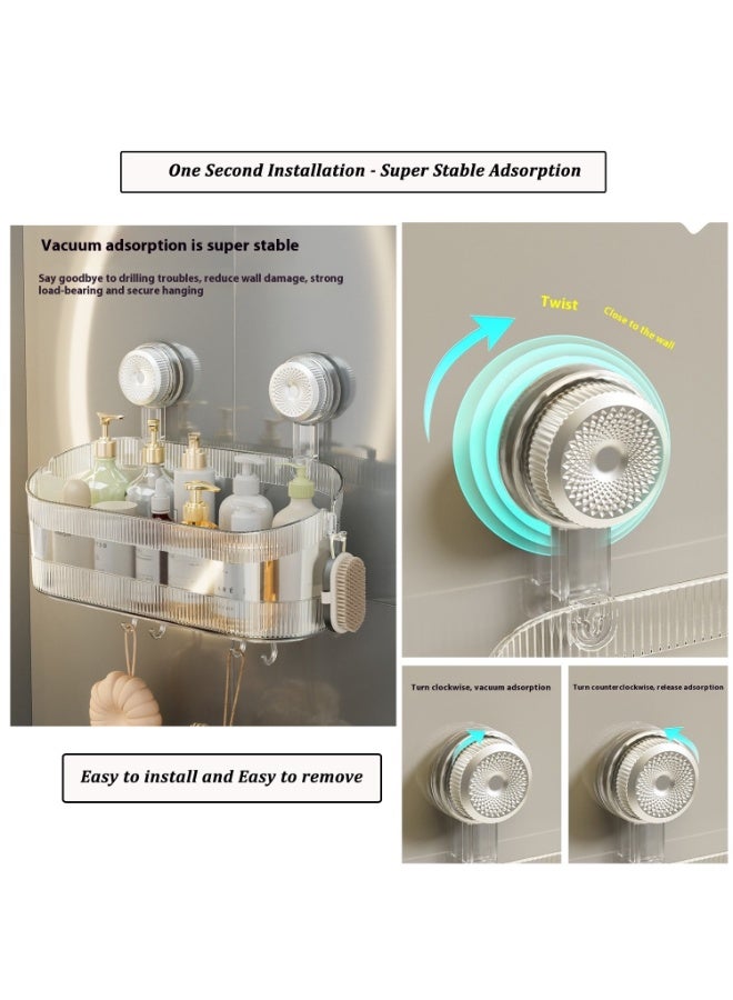 الأساسيات الحضرية حامل دش مع كوب شفط قابل للقفل - منظم حمام بدون حفر، رف حمام قابل للإزالة مثبت على الحائط - رف تخزين قوي قابل لإعادة الاستخدام لتنظيم المطبخ والمنزل. - Image 4