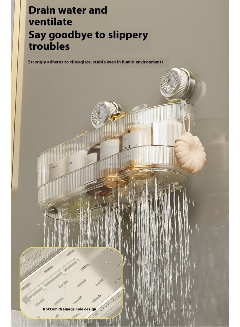 الأساسيات الحضرية حامل دش مع كوب شفط قابل للقفل - منظم حمام بدون حفر، رف حمام قابل للإزالة مثبت على الحائط - رف تخزين قوي قابل لإعادة الاستخدام لتنظيم المطبخ والمنزل. - Image 3