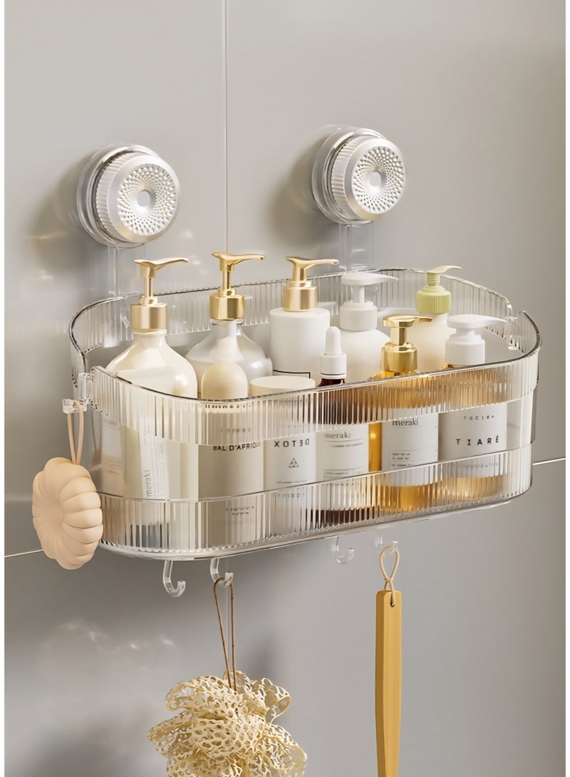 الأساسيات الحضرية حامل دش مع كوب شفط قابل للقفل - منظم حمام بدون حفر، رف حمام قابل للإزالة مثبت على الحائط - رف تخزين قوي قابل لإعادة الاستخدام لتنظيم المطبخ والمنزل. - Image 1