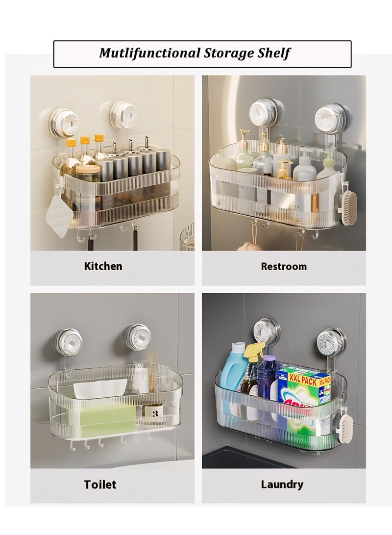 الأساسيات الحضرية حامل دش مع كوب شفط قابل للقفل - منظم حمام بدون حفر، رف حمام قابل للإزالة مثبت على الحائط - رف تخزين قوي قابل لإعادة الاستخدام لتنظيم المطبخ والمنزل. - Image 5