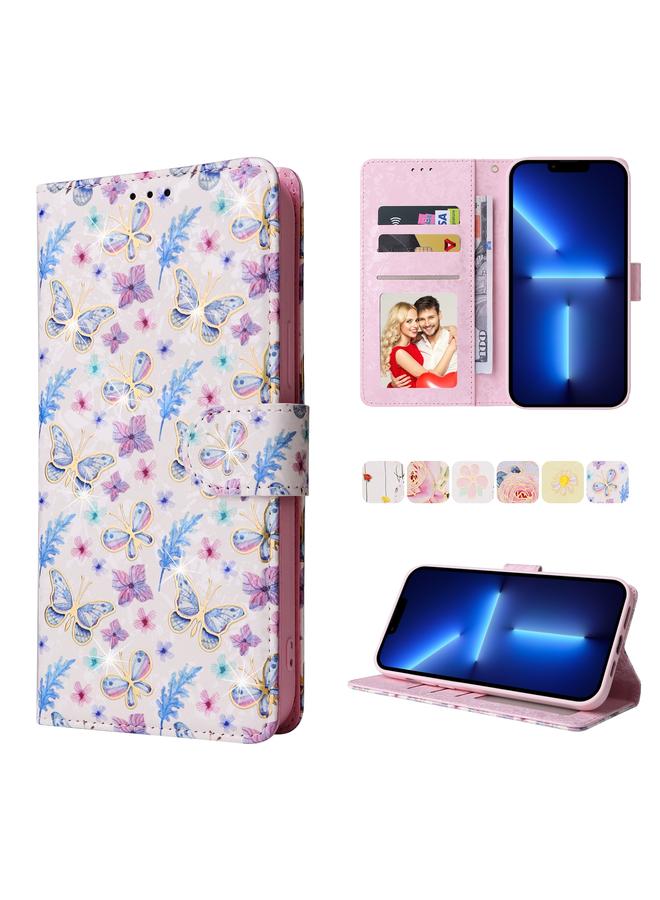 Zaboon Case For iPhone 13 Pro Max Bronzing Painting RFID Leather Case - Image 1